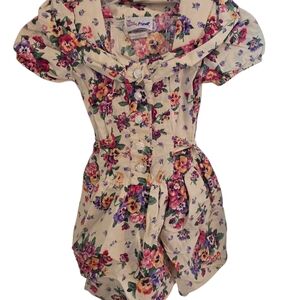 Vintage Floral Button-Up Romper, The Little Trotter